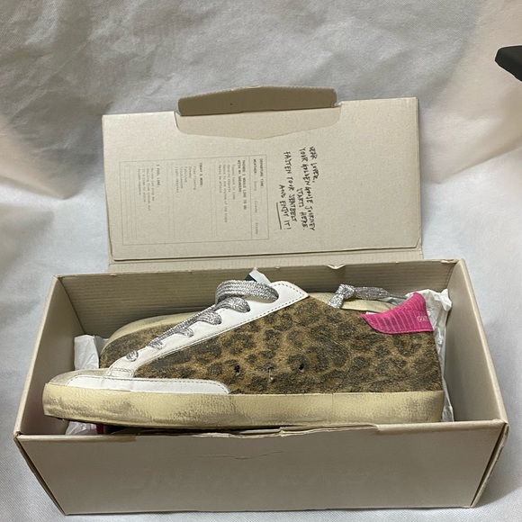 NIB Golden Goose Super-Star Leopard & Blue Glitter Star Sneaker, 38 - Picture 9 of 13